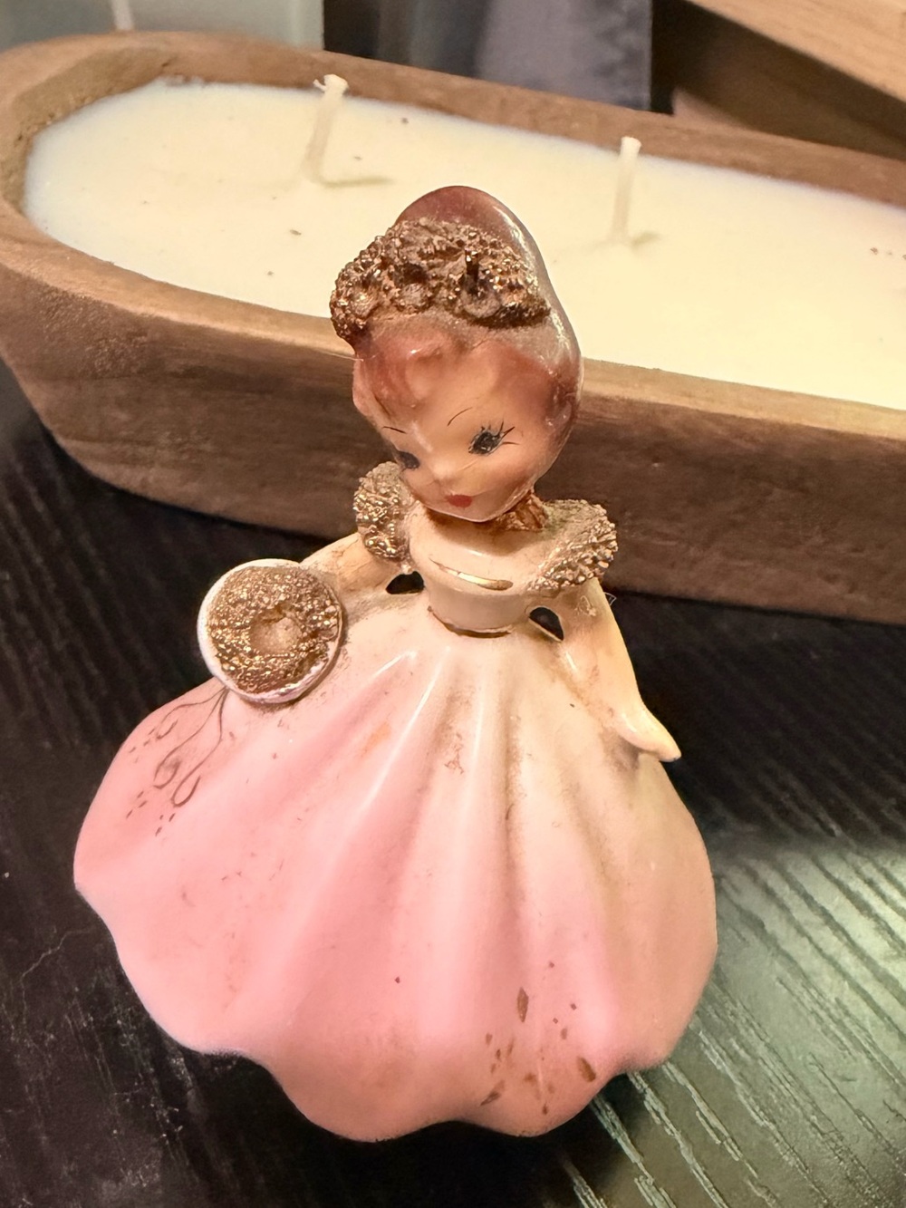 Vintage Pink Ceramic Figurine Decorative Accent